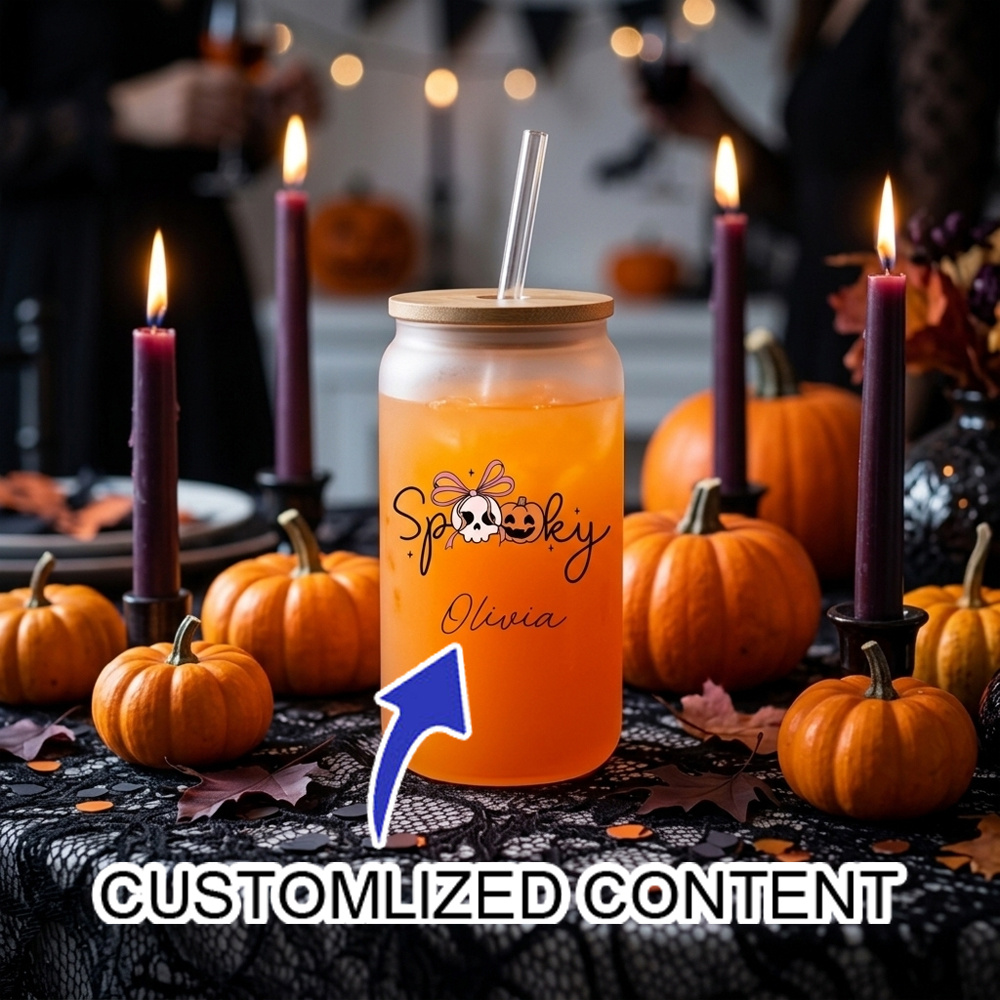 Reusable Straw - Gepersonaliseerde naam griezelige Halloween glazen beker