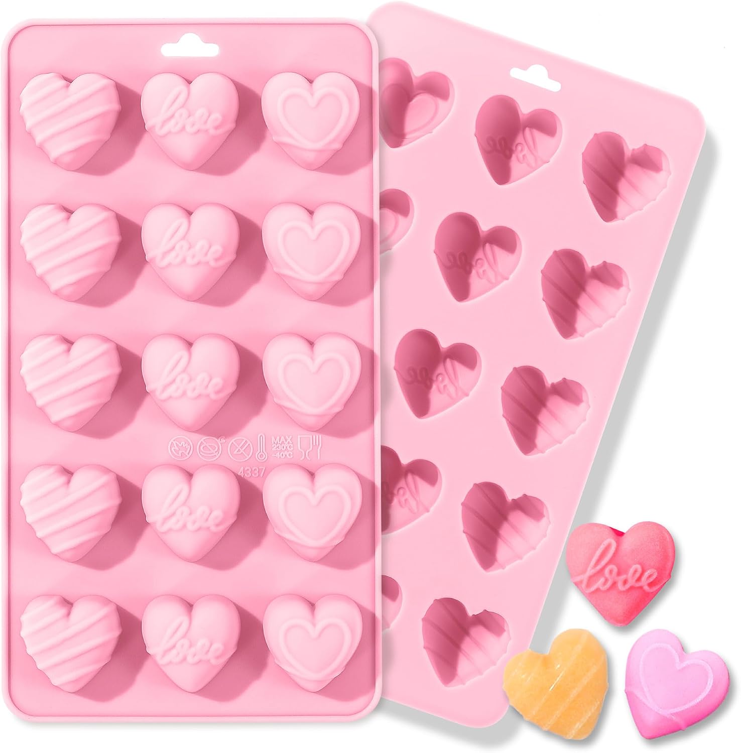 Eco Soap - Hartvormige siliconen mallen, hartvormige chocoladepalermoel 15