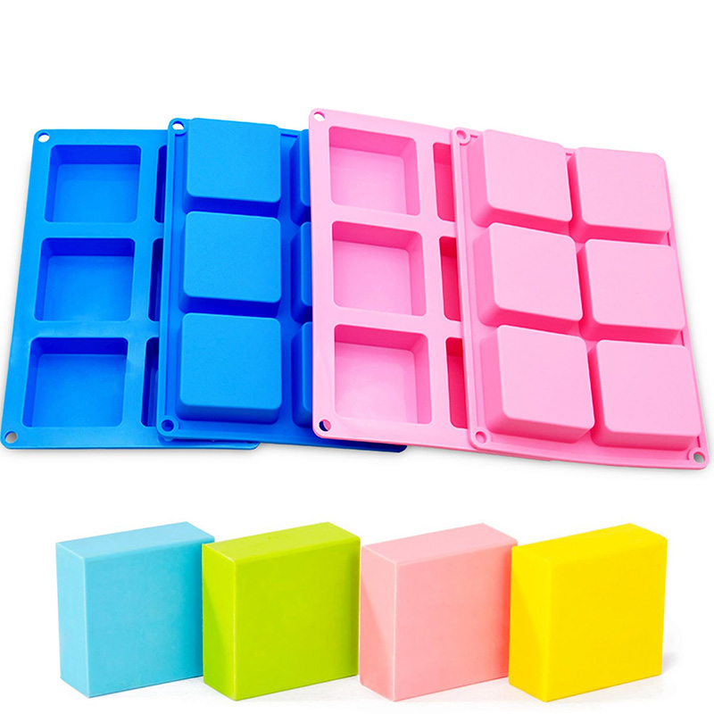 Eco Soap - Vierkante Zeepvormen 6-holte Antiaanbaklaag Siliconen Pan,
