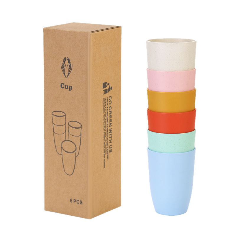 Reusable Straw - Tarwehalmbekers 6 stuks Onbreekbaar Stapelbaar Vaatwasserbestendig