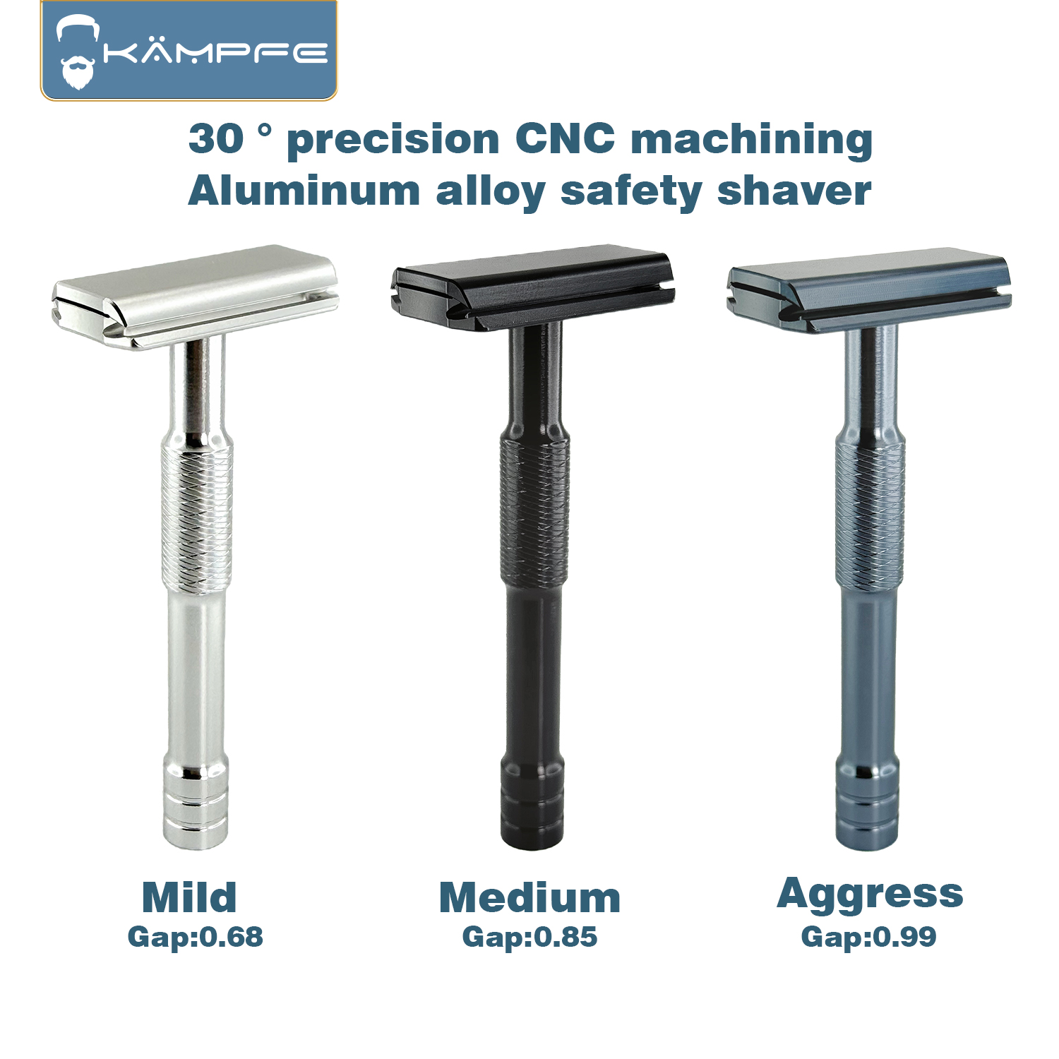 Safety Razor Handle - KAMPFE CNC Carving Gesloten kam Dubbelzijdig