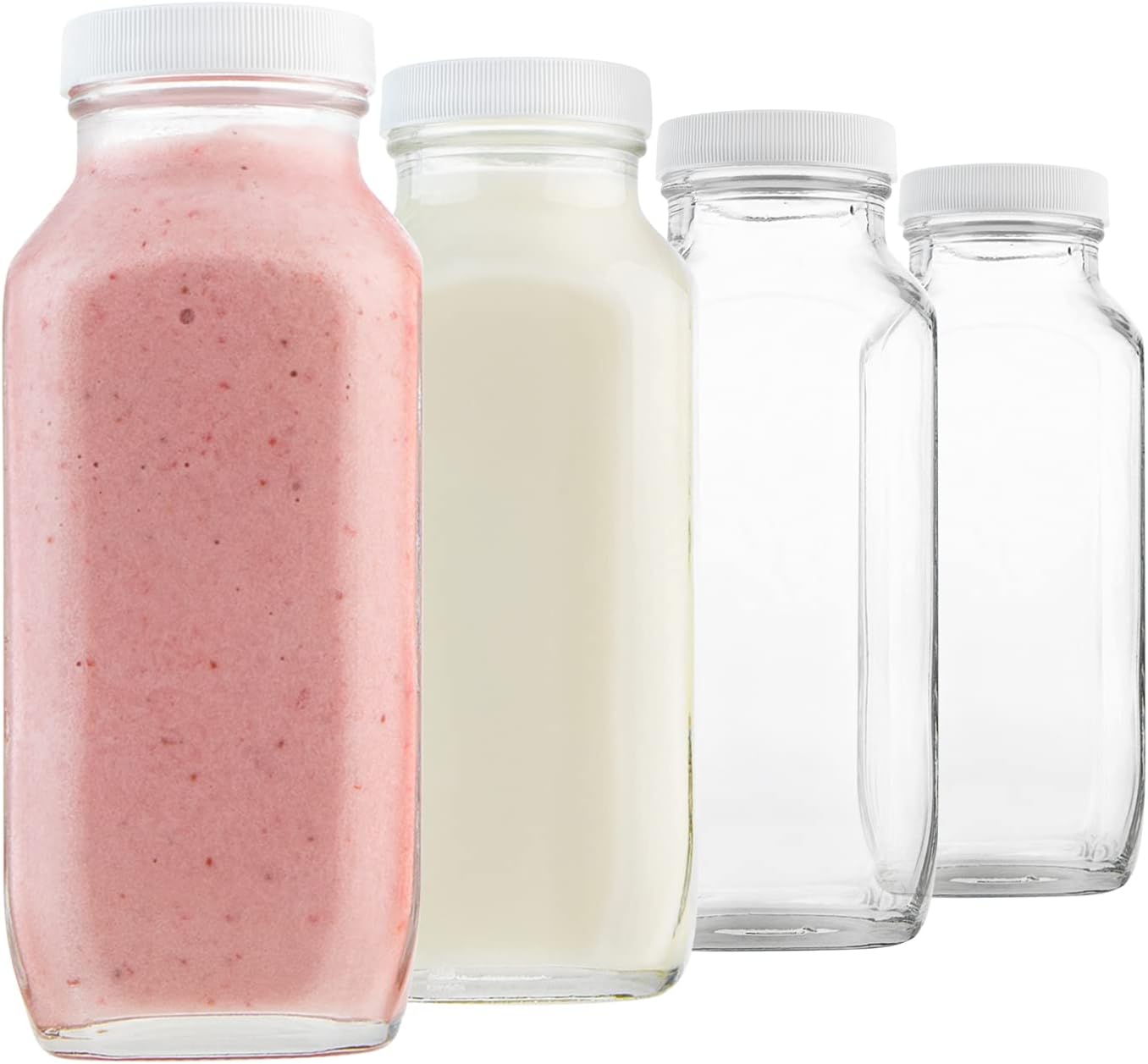 Reusable Bottle - 4-pack 16-oz herbruikbare vierkante glazen melkflessen