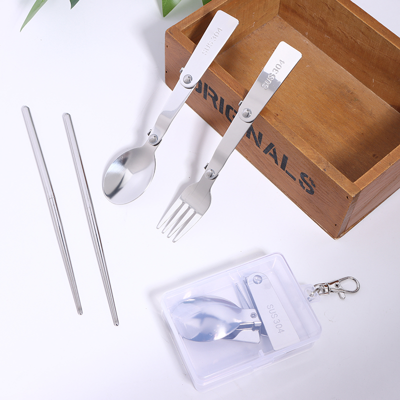 Bamboo Cutlery - 1PC/3PCS roestvrij staal draagbare outdoor bestekset