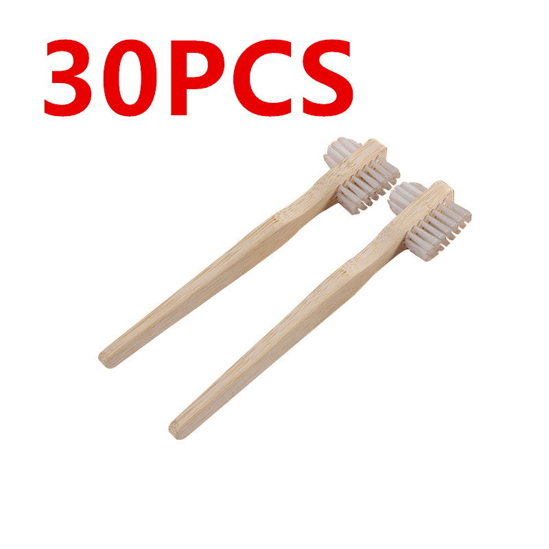Bamboo Toothbrush - 30 stuks protheseborstels met bamboe handvat,