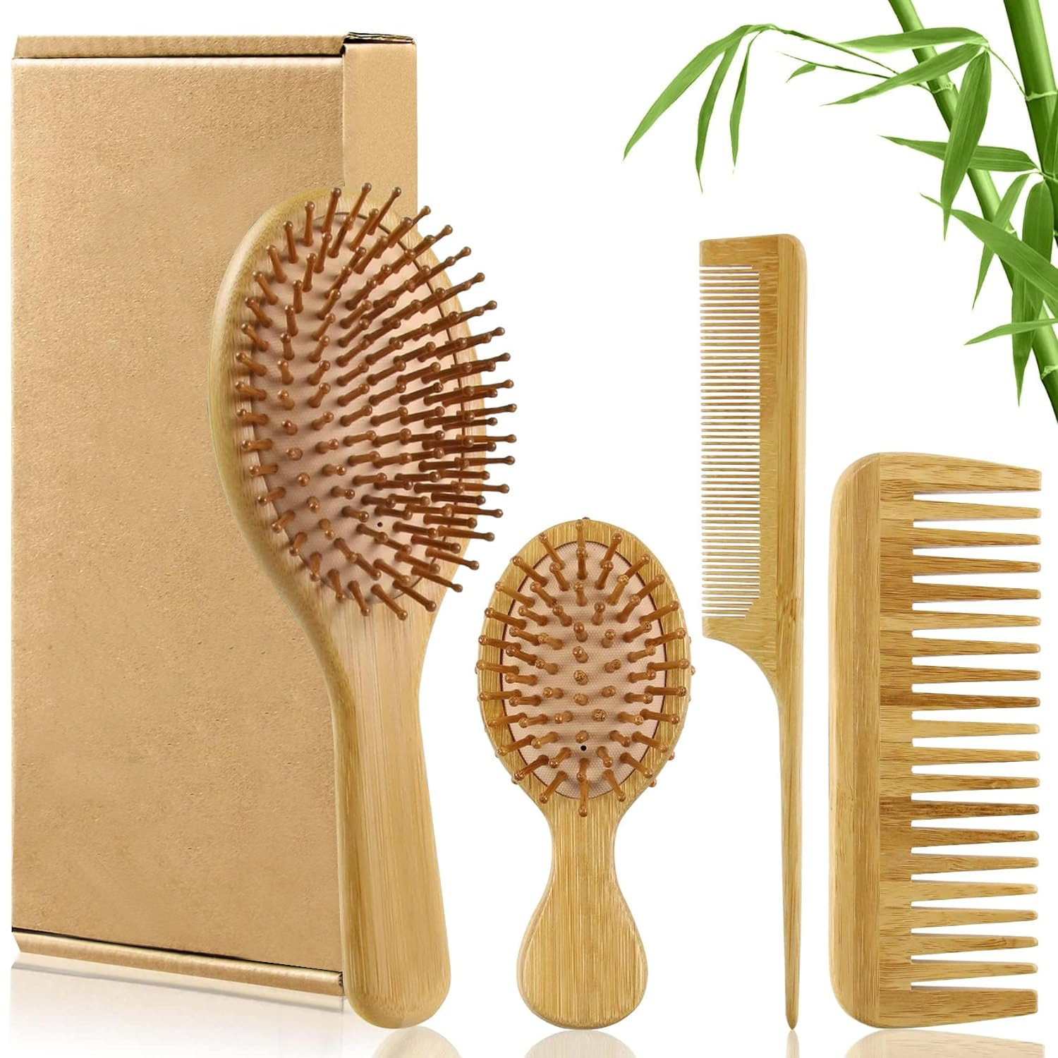 Bamboo Toothbrush - Bamboe Haarborstel- en Kamset voor Vrouwen
