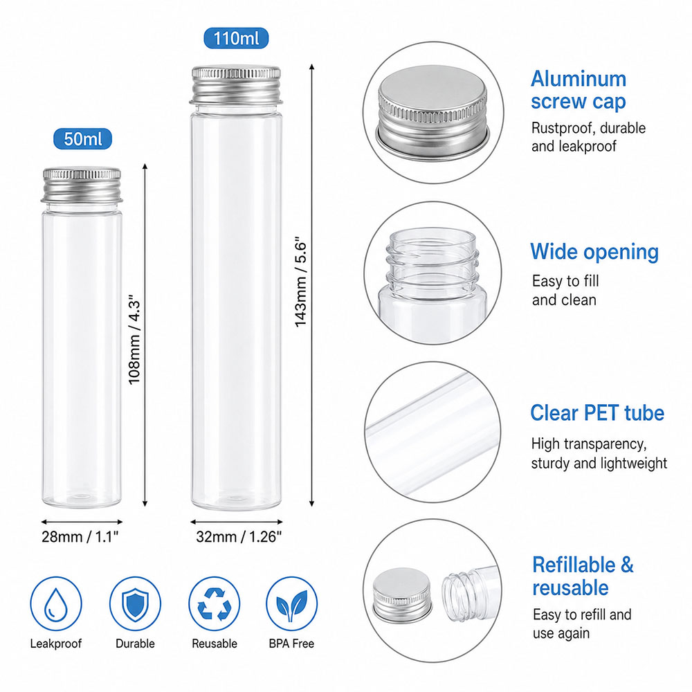 20 Stuks 50 Ml/100 Ml Clear Pl - Reusable Bottle recensie en prijs