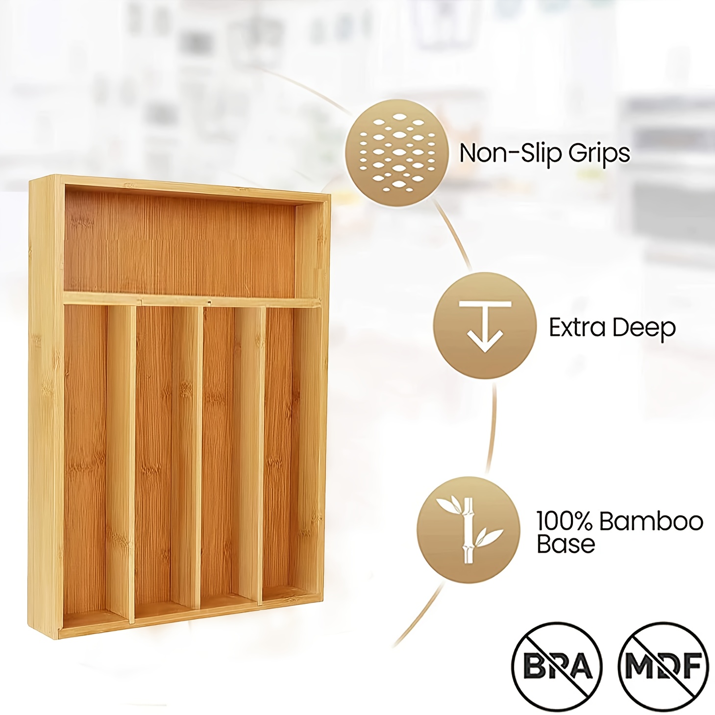 Bamboe keukenlade-organizer, b - Bamboo Cutlery recensie en prijs